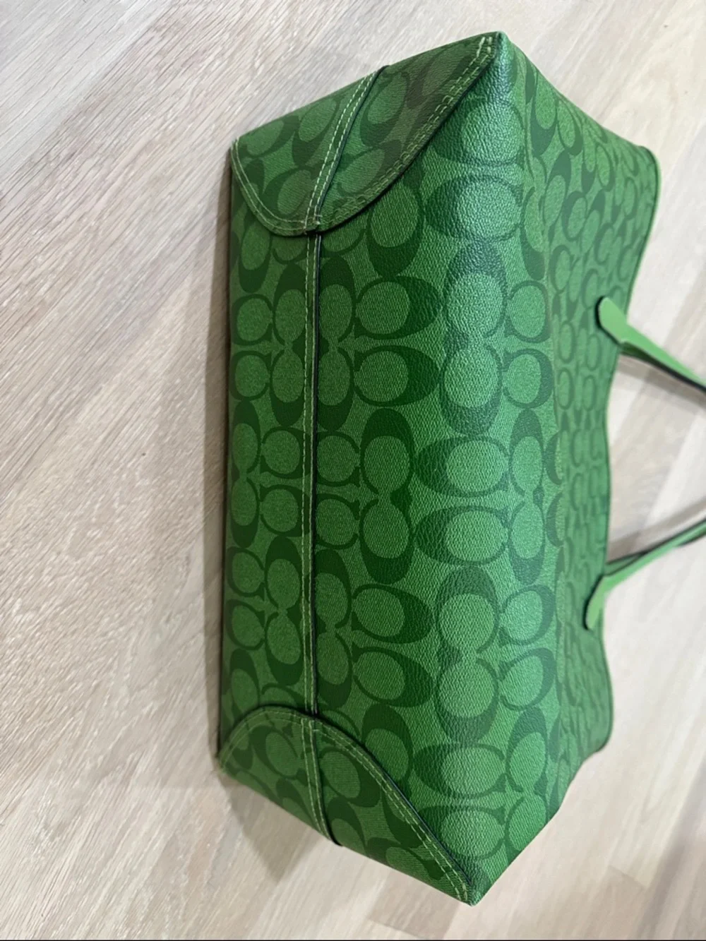 Coach Green Signature Tote with Floral Accent Wristlet - Picture 4 of 9
